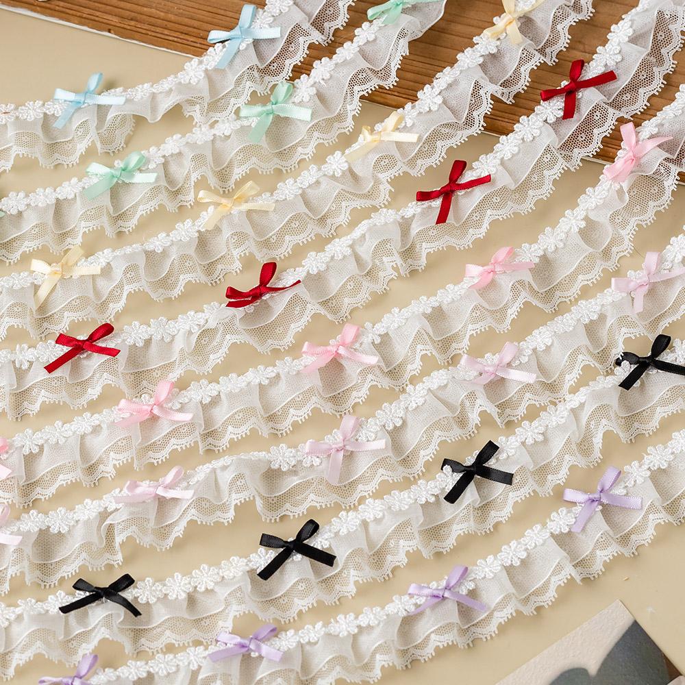 2Meters Doll Clothes Pet DIY Lace Trim Ribbon For Decorative Clothing Sewing Accessories Needlework Bow Fabric DIY Crafts Supply