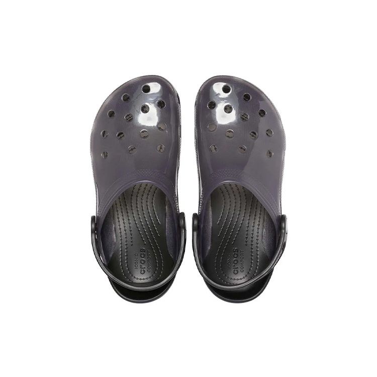 Crocs Unisex Klasyczne Przezroczyste Klapki Czarno-Szare Antypoślizgowe Odporne na Ścieranie Klapki 206908-001