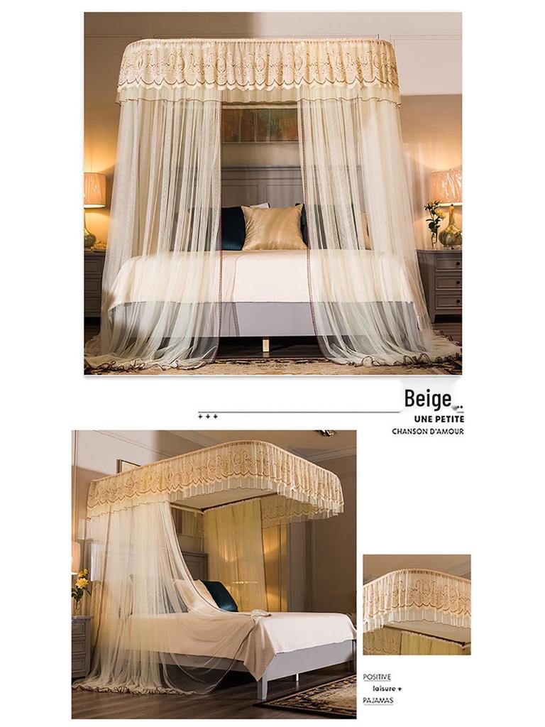 2025 Liftable Princess Style Three-Door U-Shaped Mosquito Net Canopy, Floor-Standing One-Piece Design