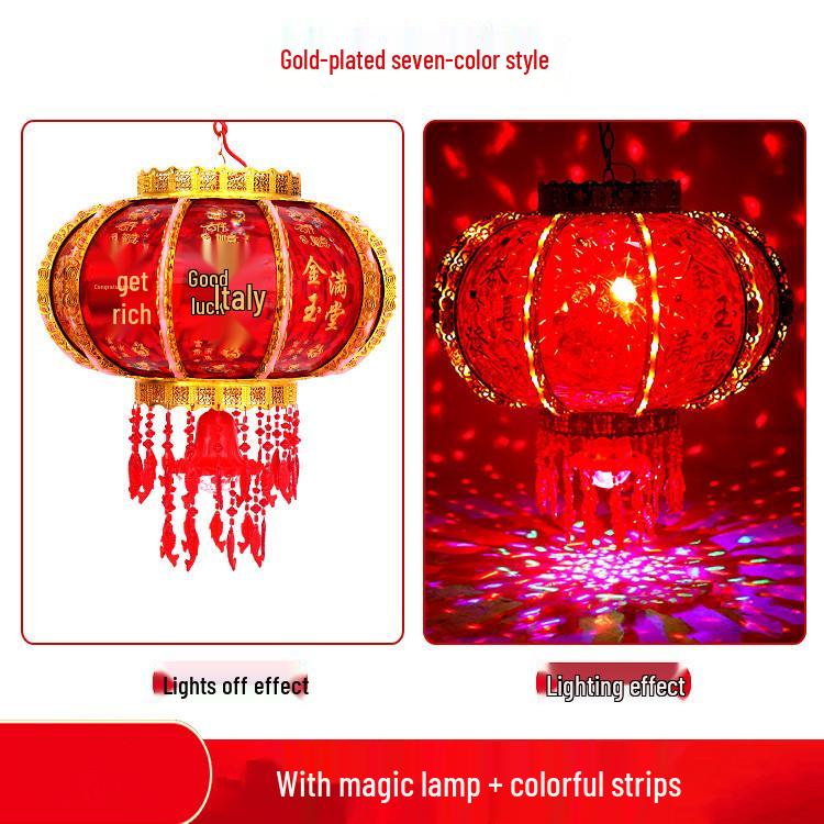 Spring Festival LED Rotating Crystal Lantern Pendant Light 40# Diameter 38cm