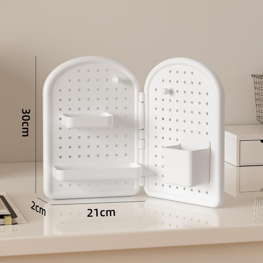 

Foldable Pegboard Desktop Organizer Multifunctional DIY Stationery Storage Holder No-Drill WallMount for Dorm Office Desk Corner белый