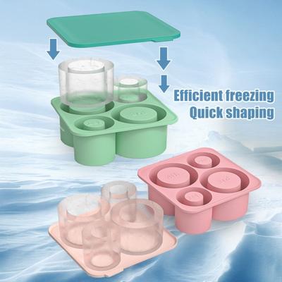 Ice Making Mold Flexible Food-Grade Silicone Ice Tray with Lid Easy Release BPA-Free Heat Cold Resistant Ice Maker for Ice Cubes Pudding Jelly DIY
