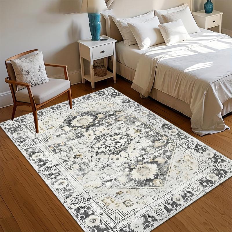 Retro Carpets for Living Room Home Decor Grey & White Rugs for Bedroom Non-Slip Entrance Rug Washroom Floor Mat Gift Alfombra 40x60CM