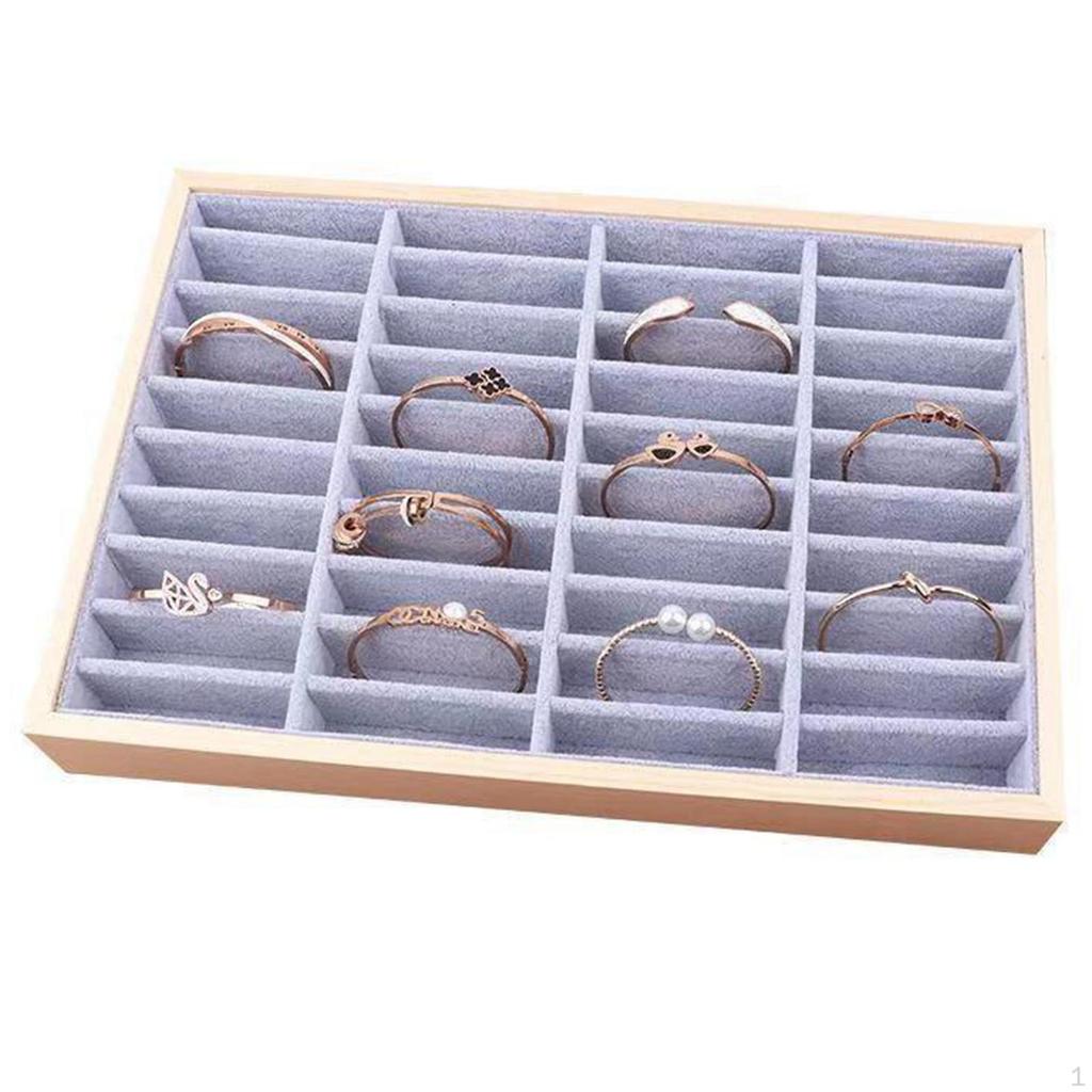 35x24x3 Display Storage Box Velvet Ring Holder Accessories Earring Tray Organiser Case for Dresser