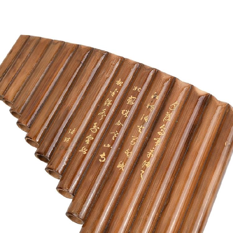 Handgefertigte Panflöte 15 Natur-Bambuspfeifen Traditionelles Instrument Hausschuhe