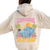 2025 Popular Fashion Hooded Sweater Ins Women's Shoulder Sleeves Fashion Sunshine Wave Sweater Print