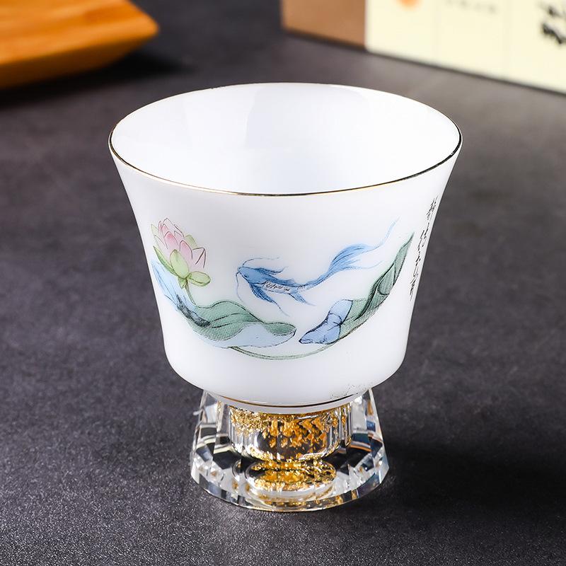 Lu Baijiu Cup Suet Jade Household Small Teacup Spirit Cup Glass Small Wine Glass Sake Wine Set Crystal Clear