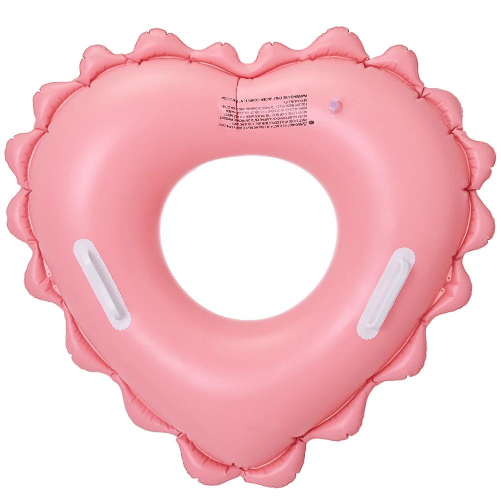 Heart Shape Baby Swim Ring Tube with Handle & Safety Seat Baby Swimming Float Leakproof Pool Floats Toys for Beach Party