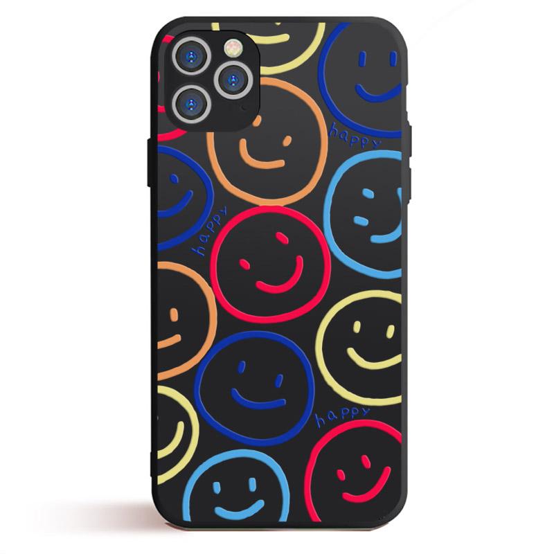 Cute Smileys Black Phone Case For iPhone 12 11 XR XS X Max 7 8 6 6S Plus 5 5S SE 2020 Back Cover For iPhone 12mini Shell