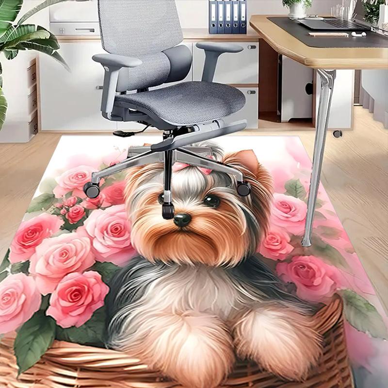 1PC Yorkie Roses Carpet Ultra Soft, Thick & Absorbent, Non Slip Machine Washable Mat for Entryway