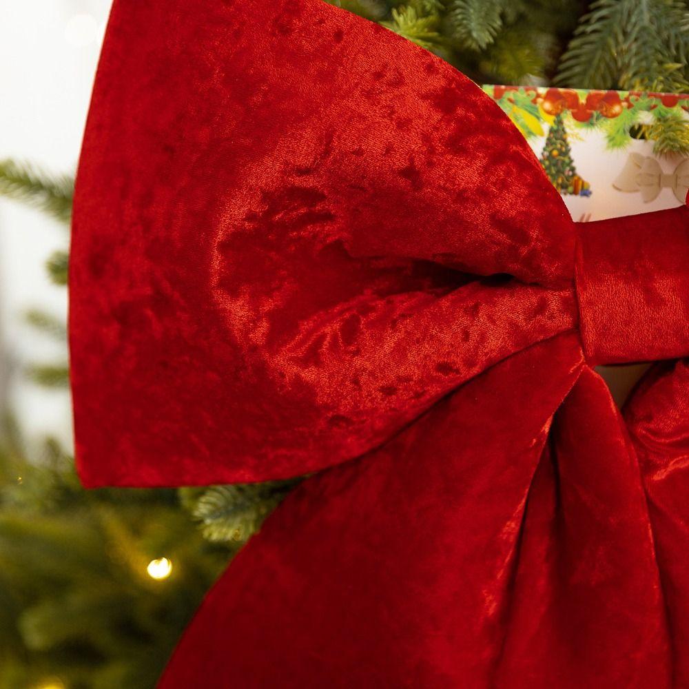 60cm Red Large Velvet Christmas Bows Large Christmas Tree Top Bow Outdoor Decorations Wedding Hanging Pendant New Year Ornament