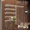 Wall-Mounted Jewelry Rack: Mirror Cabinet Door with Necklace, Bracelet, and Earring Hooks
