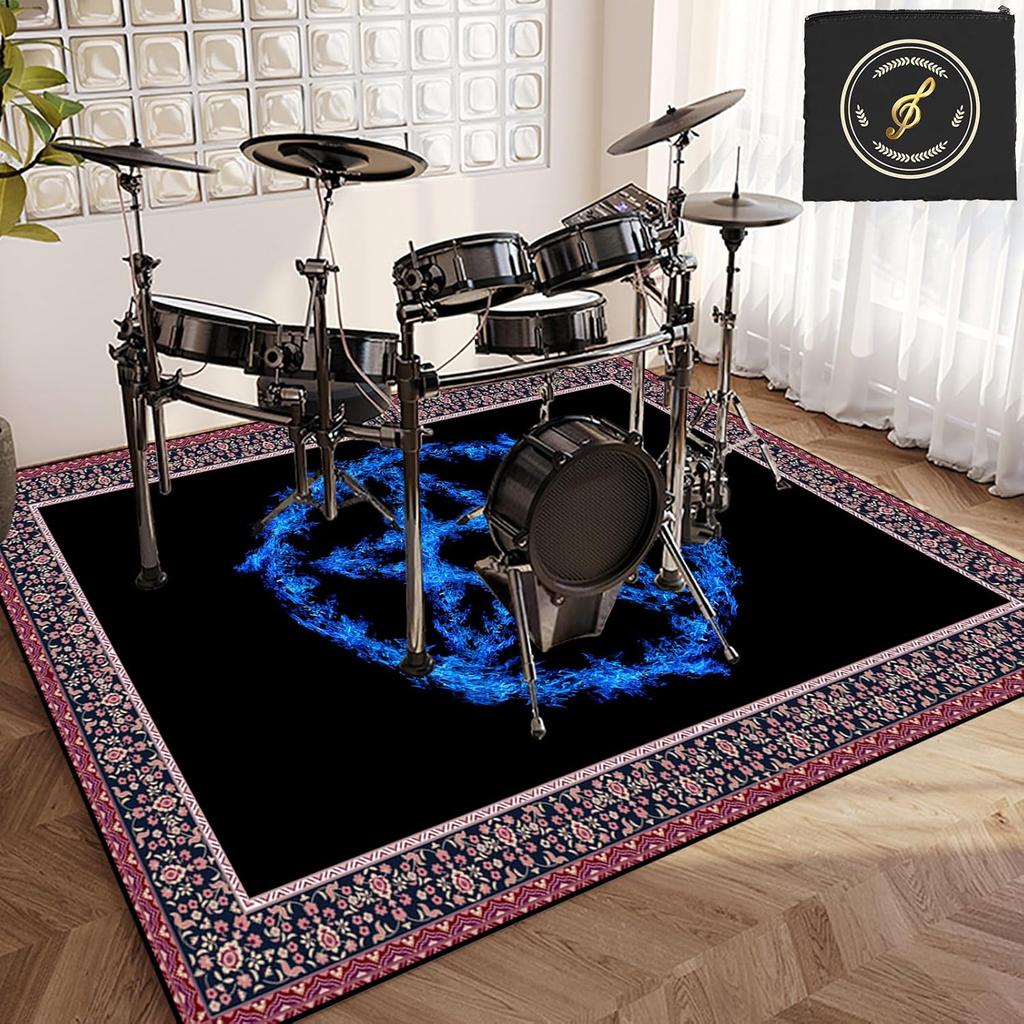 Mystical Blue Star Pentagram Rug, Cosmic Pattern Carpet with Intricate Border, Non-Slip Floor Mat , Meditation Space Decor