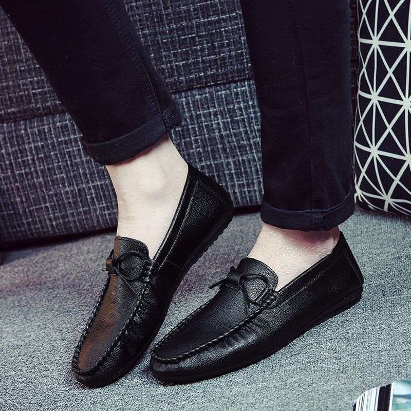 Doudou shoes men's new casual leather shoes men's breathable soft leather lazy shoes student pedal men's shoes driving shoes