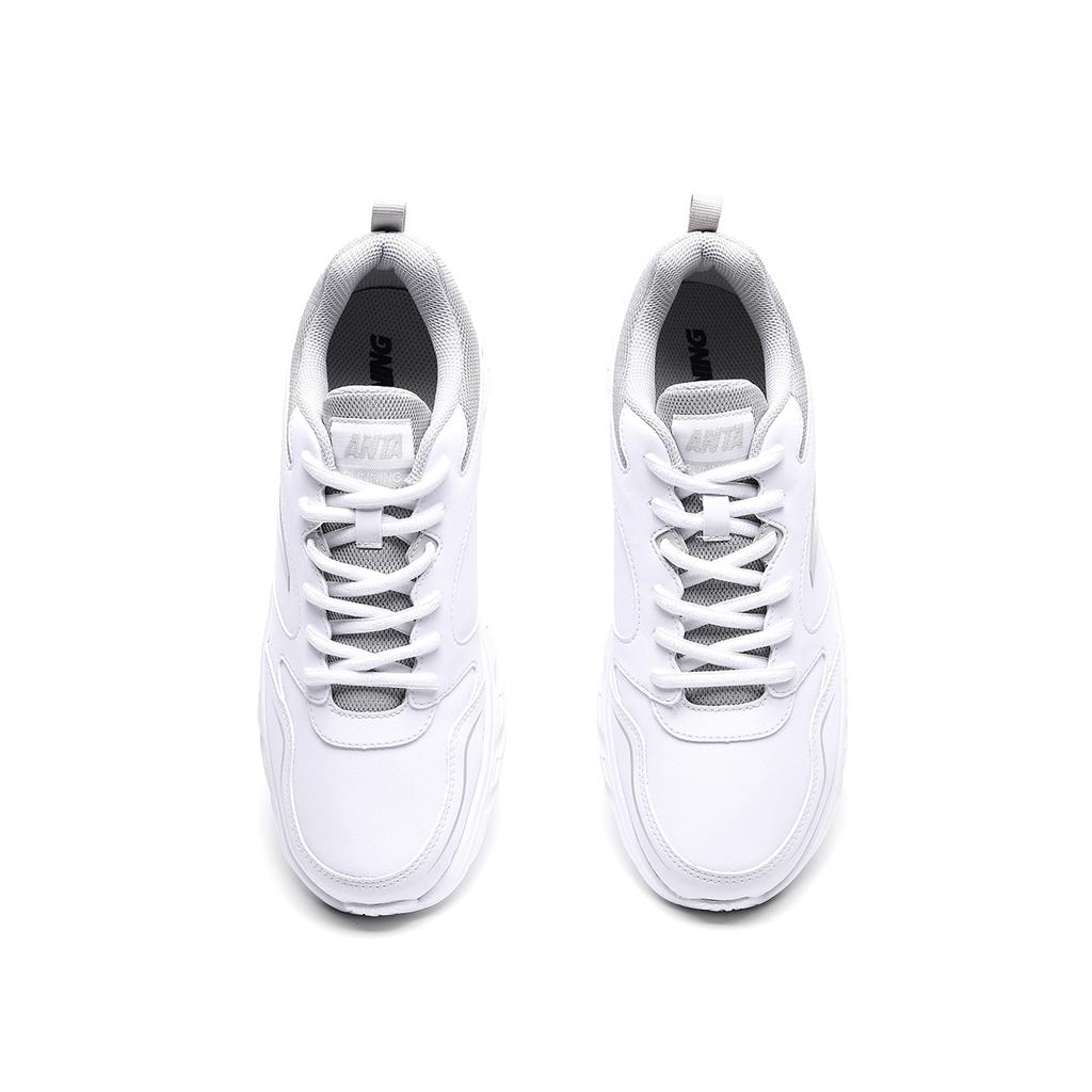 Anta Running Series Leather Water-Resistant Shock-Absorbing Non-Slip Durable Low-Top Running Shoes Men sneaker White 912245515-4