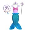 Mermaid Ariel Costume Girls Short Sleeve Fish Tail Shape Cosplay Princess Dress Halloween Carnival Birthday Party Dresses