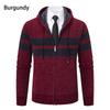 Men's Fall Winter New Fleece Lined Thick Hooded Knit Cardigan, Casual Sweater Outerwear