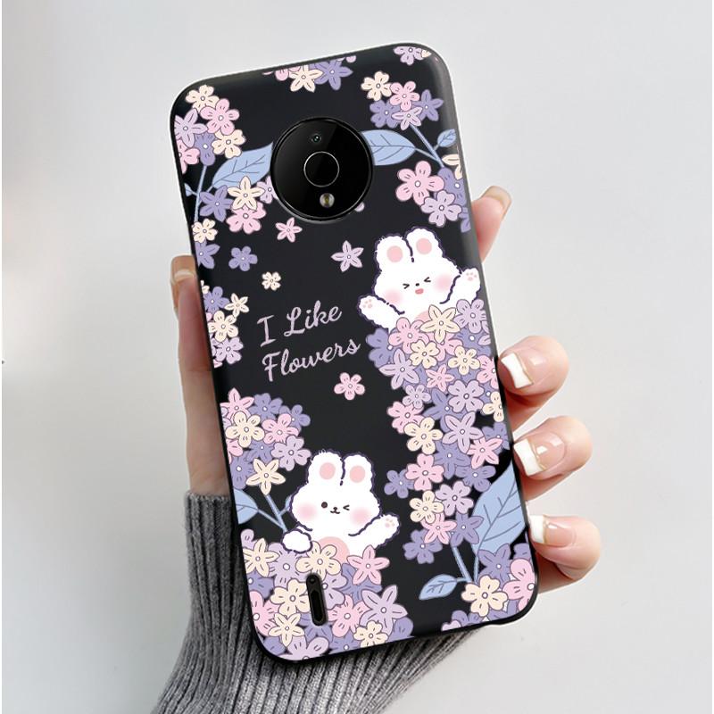 For Nokia C200 C100 Case Cute Love Rabbit Funny Cartoon Black Soft Silicone Protective Cover For NokiaC200 NokiaC100 Phone Case