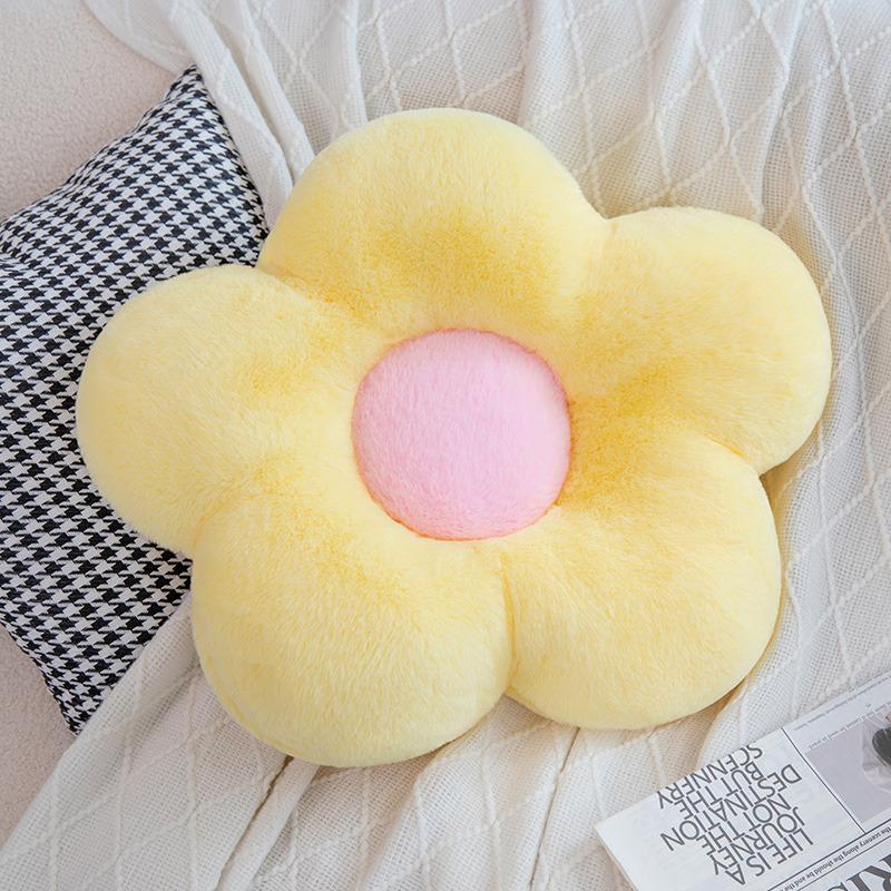 

1pc Flower Shape Throw Pillow, Cute Floor Mat Seat Decorative Soft Plush 3D Floral Cushion for Sofa, Bed, Chair, Home Decor 35cm светло-желтого