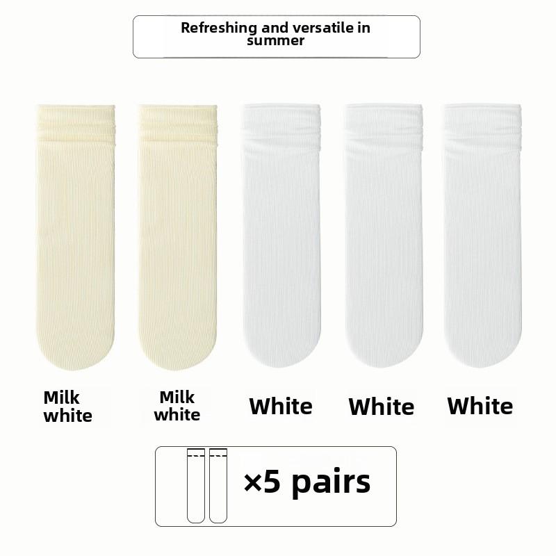 5 Pairs of Women's Summer Thin Long Tube Pile Socks