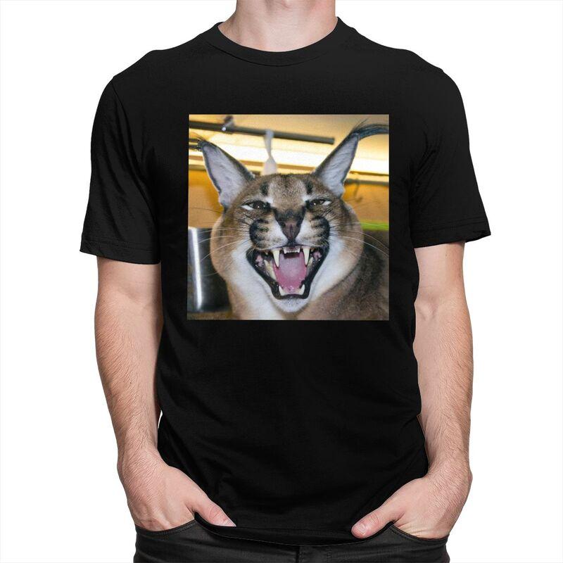 Custom Big Floppa Caracal Cat Funny Meme T Shirt Men ShortSleeve Tshirt Casual Tee Tops Pure Cotton Slim Fit Tshirts Merch