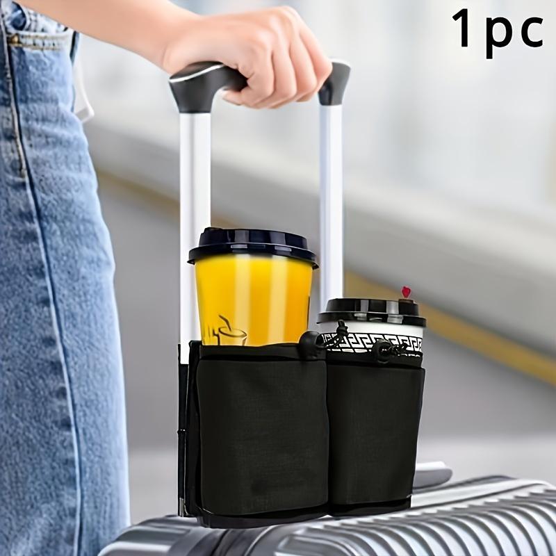 1pc Adjustable Suitcase Cup Holder, Portable Travel Accessory, Durable Fabric, Reusable Drink Caddy For Luggage Handle