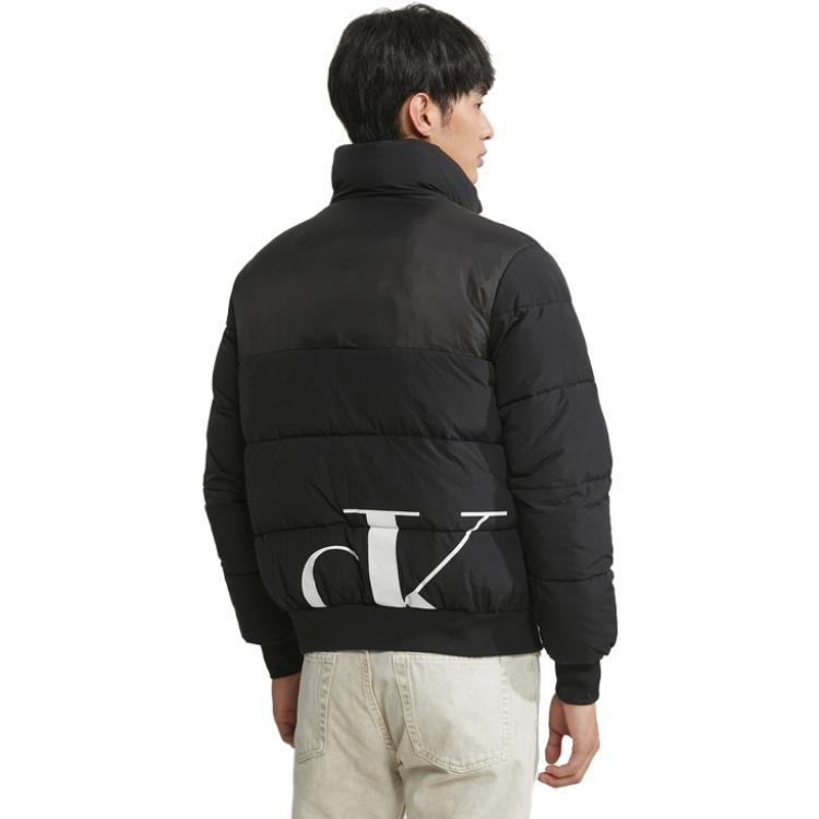 Calvin Klein Casual Spliced Stand Collar Printed Jacket Long Sleeve Cotton Coat Men Jackets Space-Black ZM02480-BEH