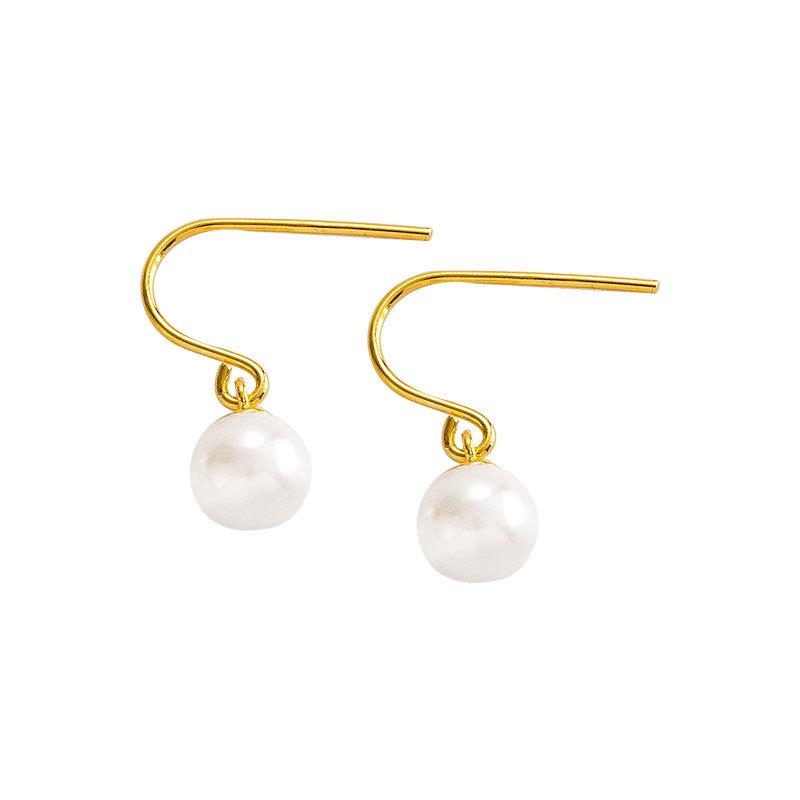 925 Sterling Silver Retro Pearl Hook Earrings - Elegant High-End Design for Women
