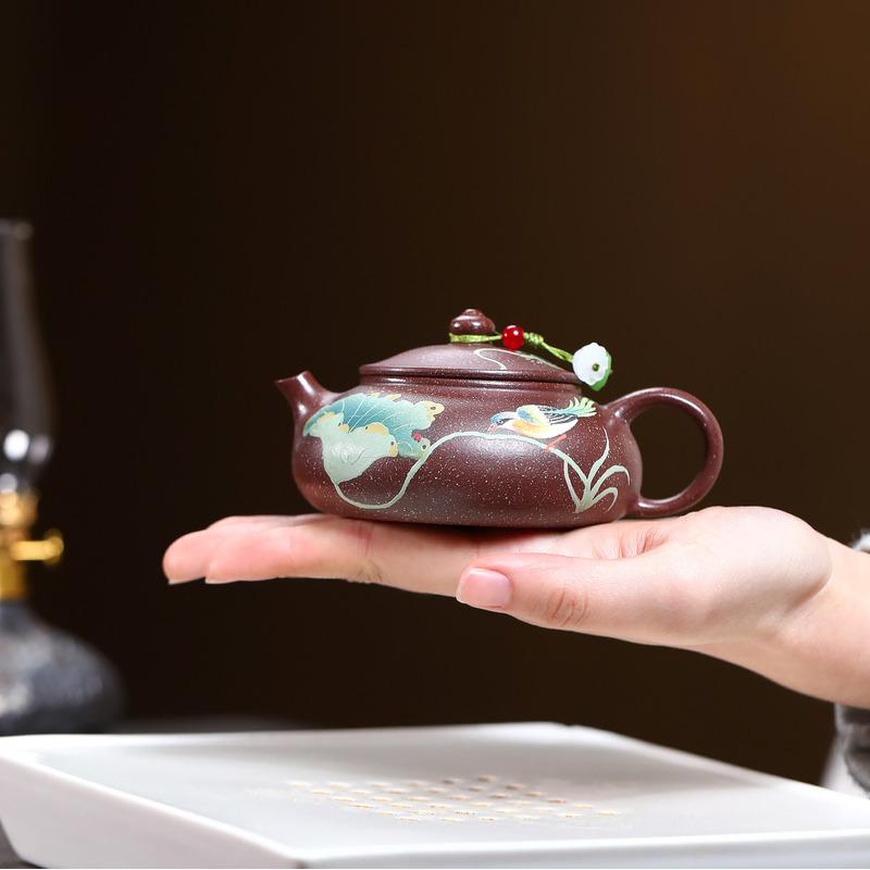 

150ml Elegant Yixing Purple Clay Teapots Handmade Han Jiang Pot Raw Ore Tianxing Mud Tea Making Kettle With Filter Zisha Tea Set