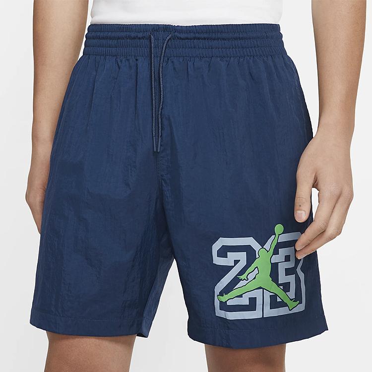 Air Jordan 13 Legacy Mesh Swim Trunks with Drawstring and Elastic Waist Men Bottoms Deep-Sea-Blue CW0786-414