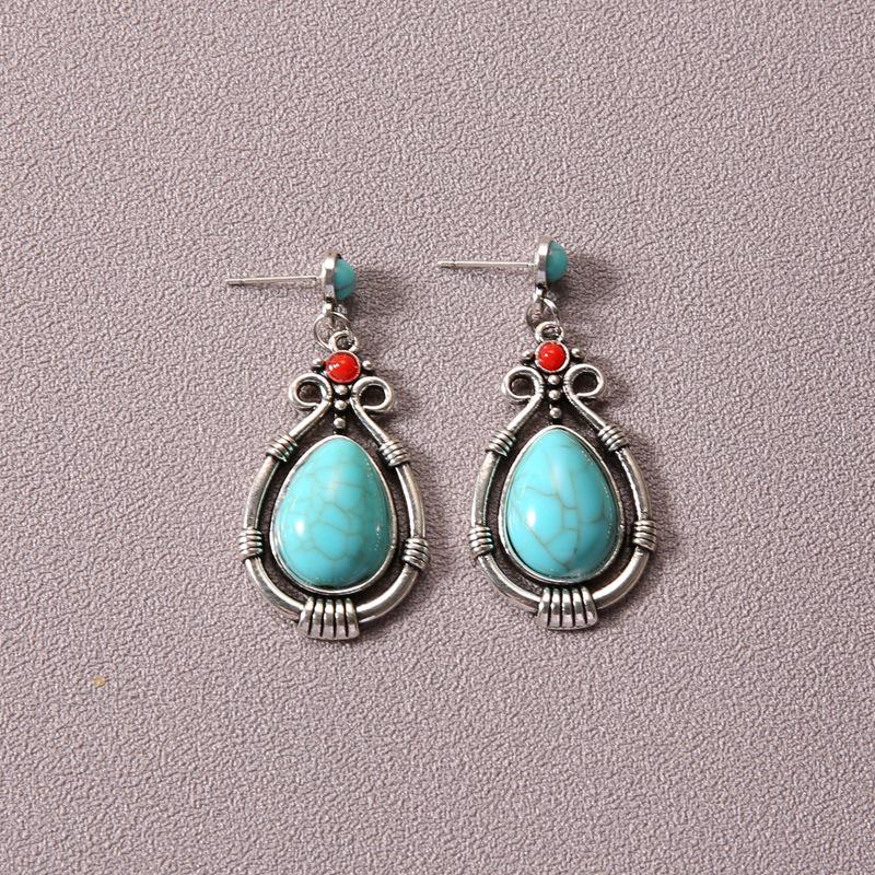 

Богемные серьги с кисточками из бирюзы - Этнический ретро тибетский подвесной стиль