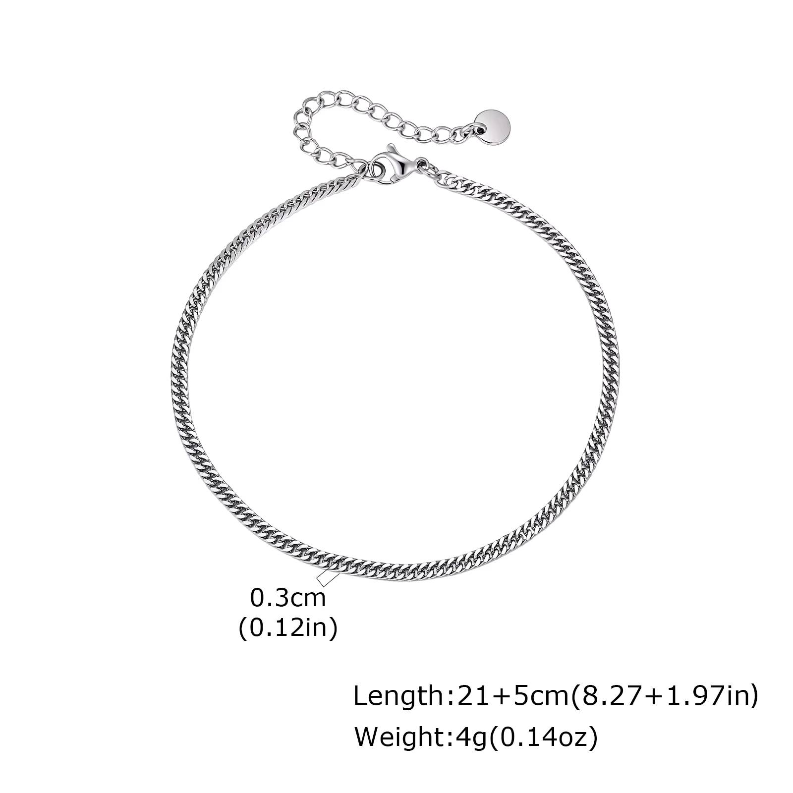 

Vnox Waterproof Stainless Steel Anklets for Women Men, Silver Color Casual Ankle Bracelet, Adjustable Length Beach Jewelry Gifts