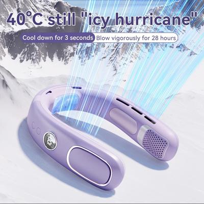 Wearable Neck Fan With TEC Semiconductor Cooling 5-Speed Bladeless Airflow USB Rechargeable Portable For Outdoor