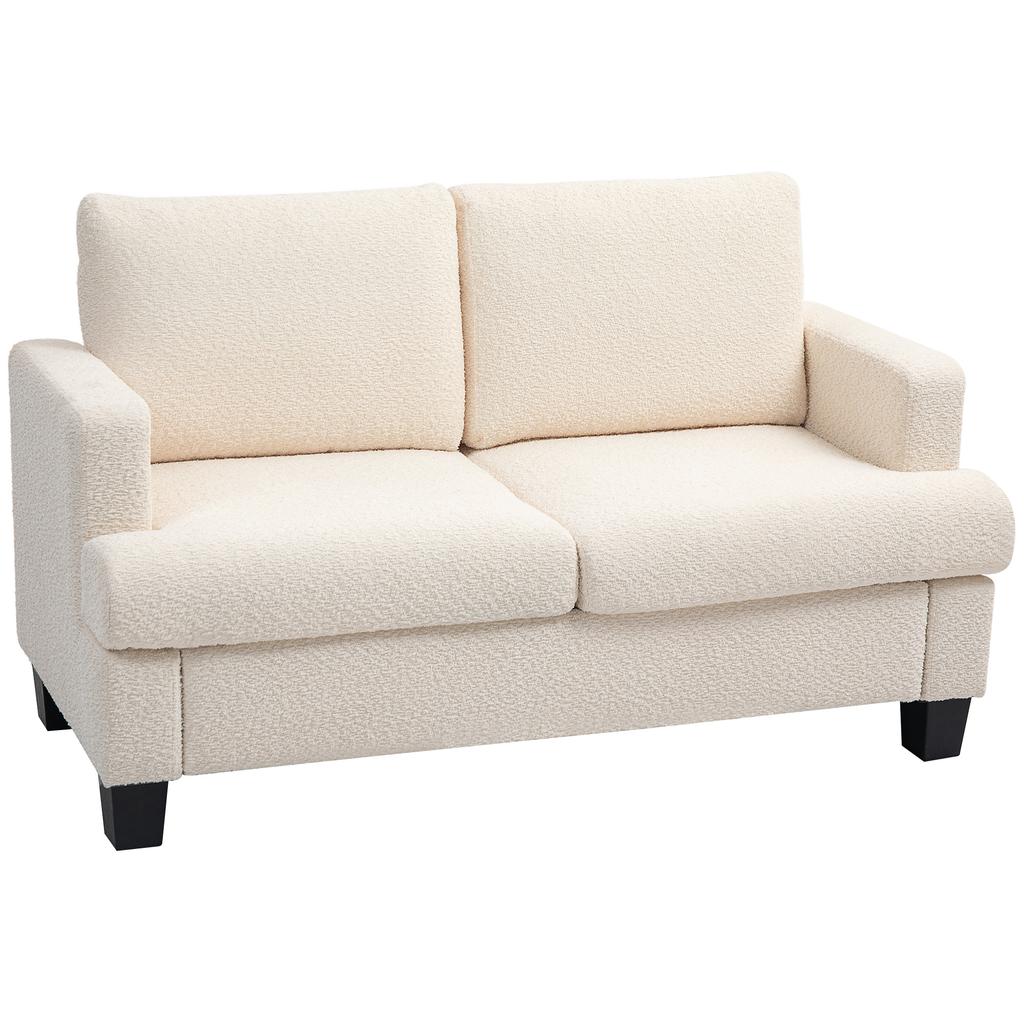 Divano a 2 posti 120 cm con cuscini dello schienale rimovibili, tessuto in ciniglia per soggiorno, camera da letto, ufficio, beige