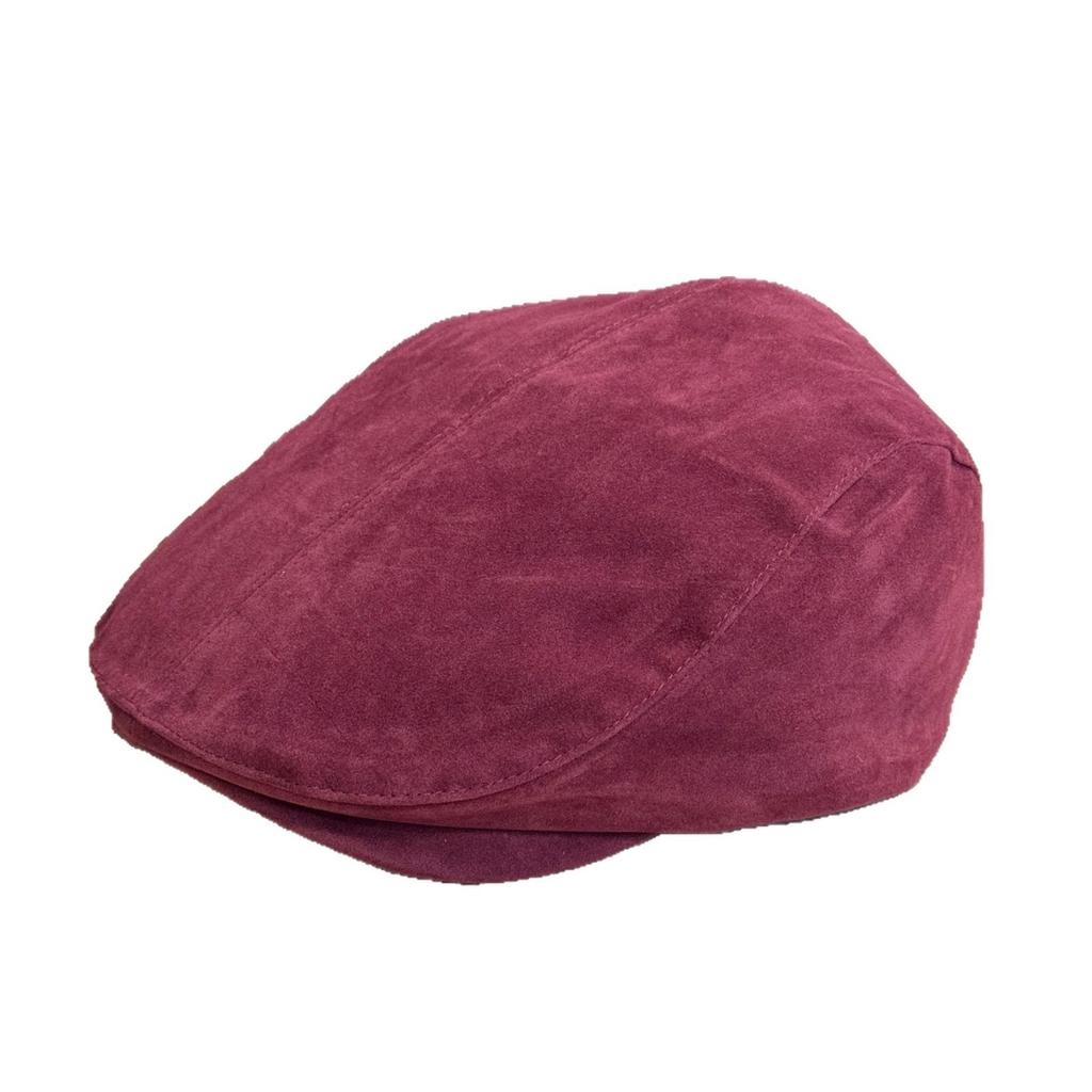 Neuer Herbst- und Winter-Wildleder-Barett in Vintage-Rot für Damen und Herren, Used-Look und stilvoll, japanischer Stil, lässt das Gesicht kleiner erscheinen und ist trendig