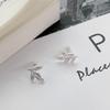 Elegant 999 Sterling Silver Asymmetrical Leaf Stud Earrings for Women - Simple, Versatile Design with Screw-Back Closure