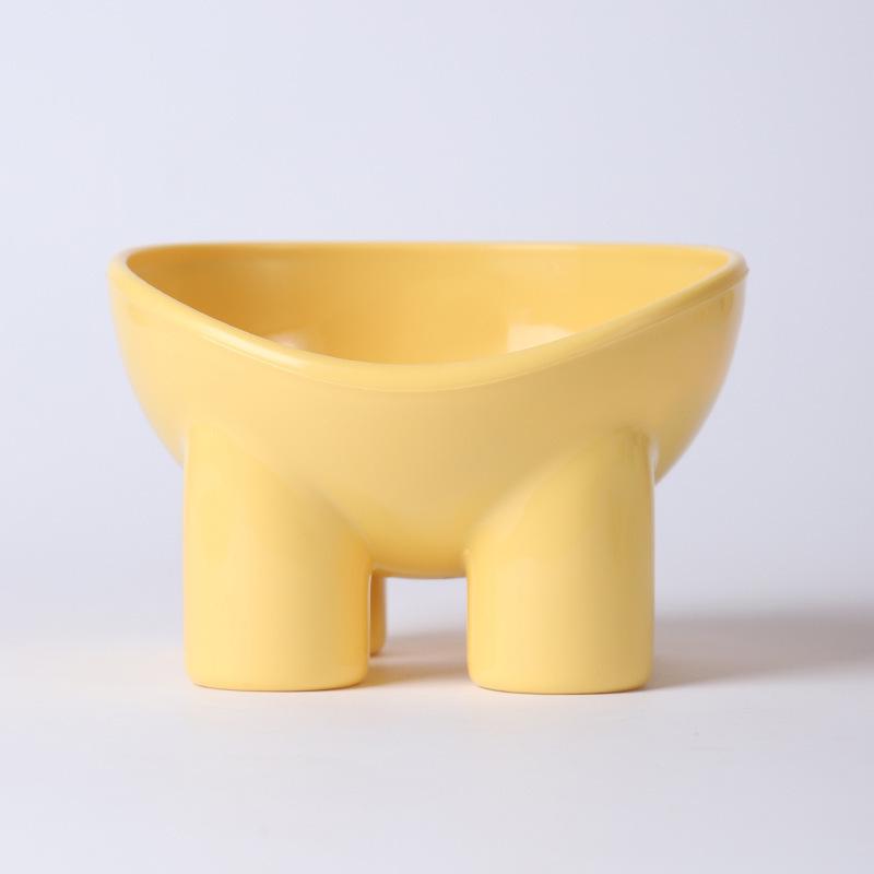 Pet Supplies Macaron Color Elephant Leg Bowl - Anti-Spill Slanted Mouth Cat Bowl with Neck Protection.