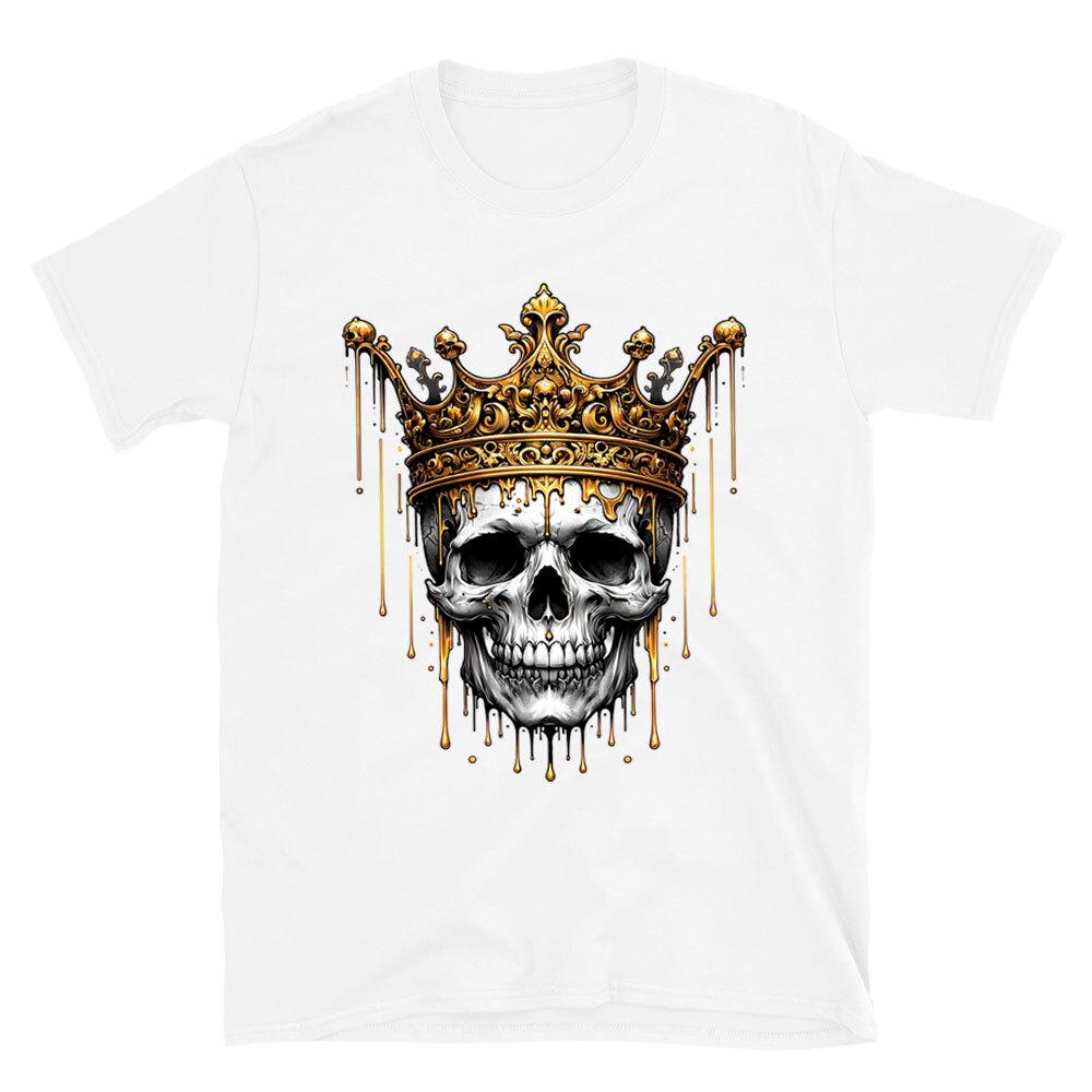 Vintage Golden Skull King T-shirt - Artistic Royal Crown Novelty Graphic Tee S