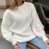 Loose Round Neck Solid Color Sweater Thick Warm Comfortable Women's Long Sleeved Pullover Simple Casual Base Shirt Harajuku Style Autumn and Winter