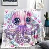 Octopus Print Flannel Blanket, High quality Comfortable for All Seasons, Home Decor, Warmth and Comfort, Perfect for Christmas Gifts