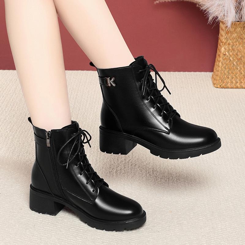 British Martin boots for women, new winter velvet versatile platform short boots, spring and autumn single boots