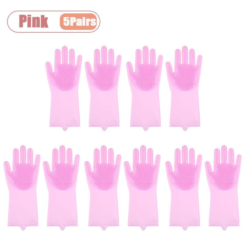 Reusable Silicone Dishwashing Gloves with Scrubby Bristles Durable Hygienic and Slip Proof for Kitchen Bath and Patio Use