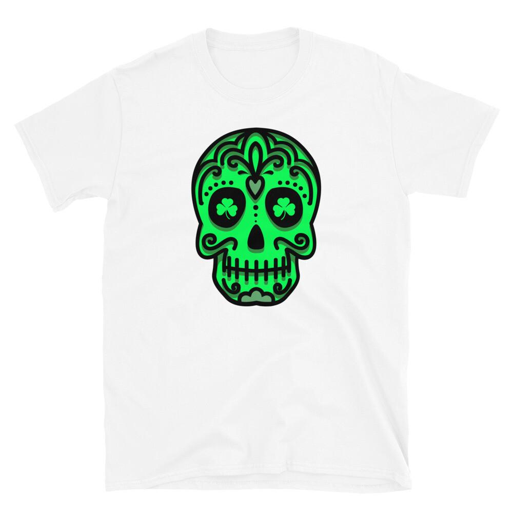 St. Patrick s Day Of The Dead Sugar Skull T-Shirt | Unisex | Neon Green S разноцветный