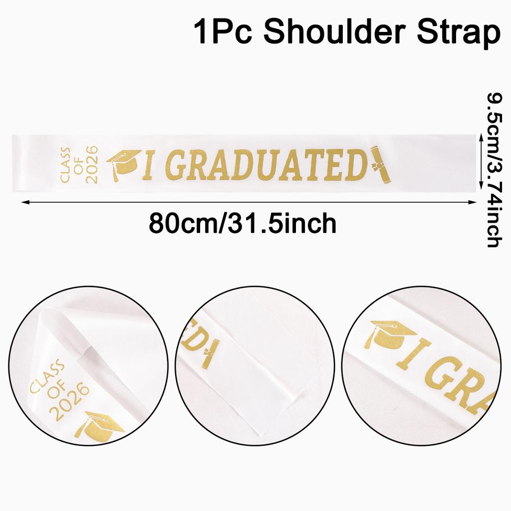Class of 2026 Graduation Sash I Graduated Printed Stole 4 Color Choices Polyester Sash for Congrats Graduation Party Decorations