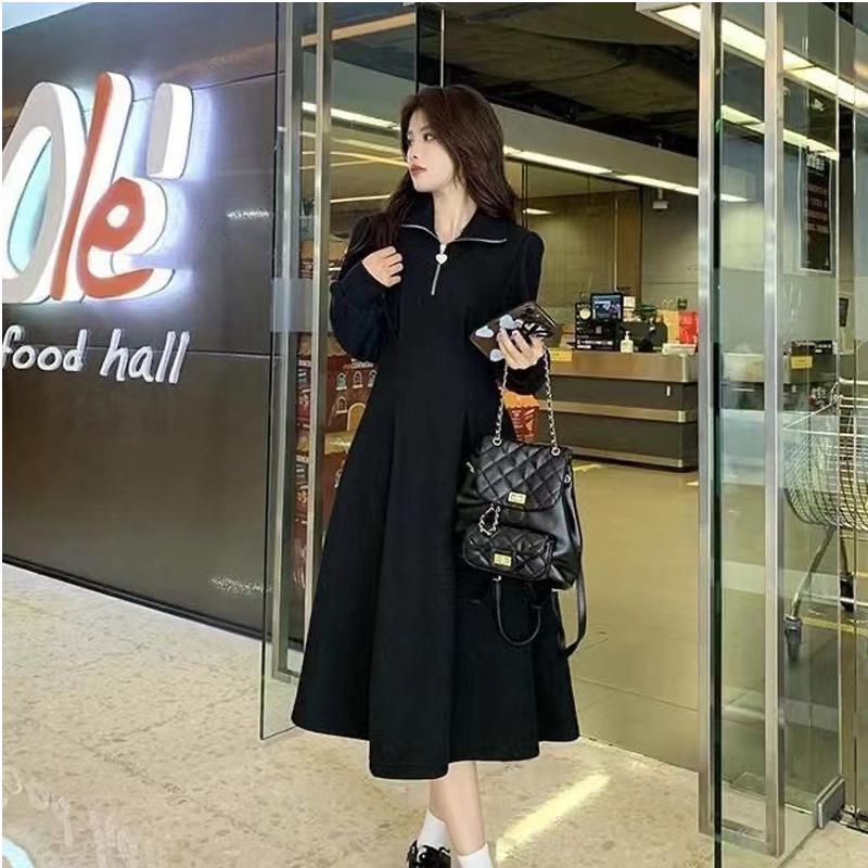 Women's Plus Size Waist-Slimming Waffle Dress, Long Sleeve for Autumn/Winter