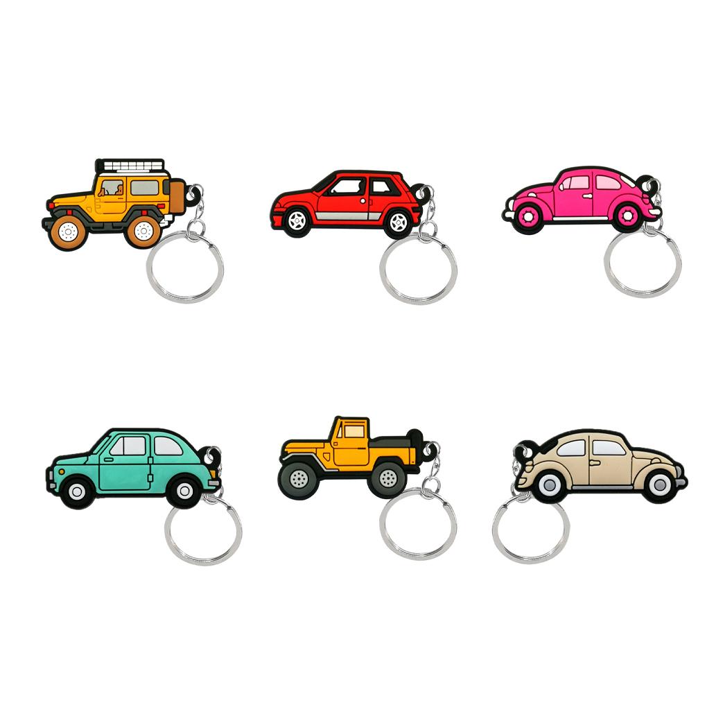 Keychain Car Shape Double-Side Cartoon Key Ring Multi Kinds Theftproof Safety Metal Clasp Holder Accessory Keys Wallet