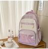 Small fresh contrasting color schoolbag niche design casual versatile children's backpack high value light burden reduction shoulder