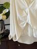 French-Style Two-Piece Set: Turn-Down Collar Long Sleeve Shirt + Lace Vest for Women.