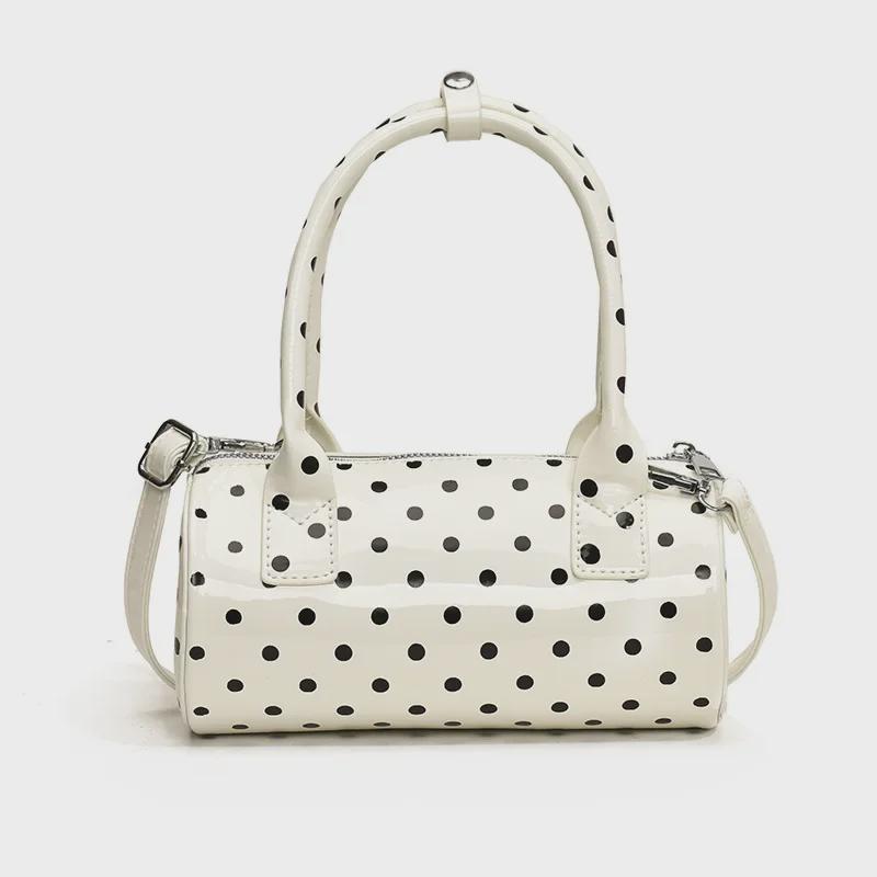 2024 Polka Dot Boston Patent Leather Shoulder & Crossbody Bag for Women