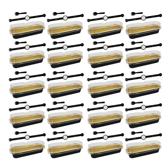 20/50Pcs Mini Loaf Pans Tin Foil Clear Snap-On Lids Pans with Disposable Aluminum Reusable Rectangle Foil